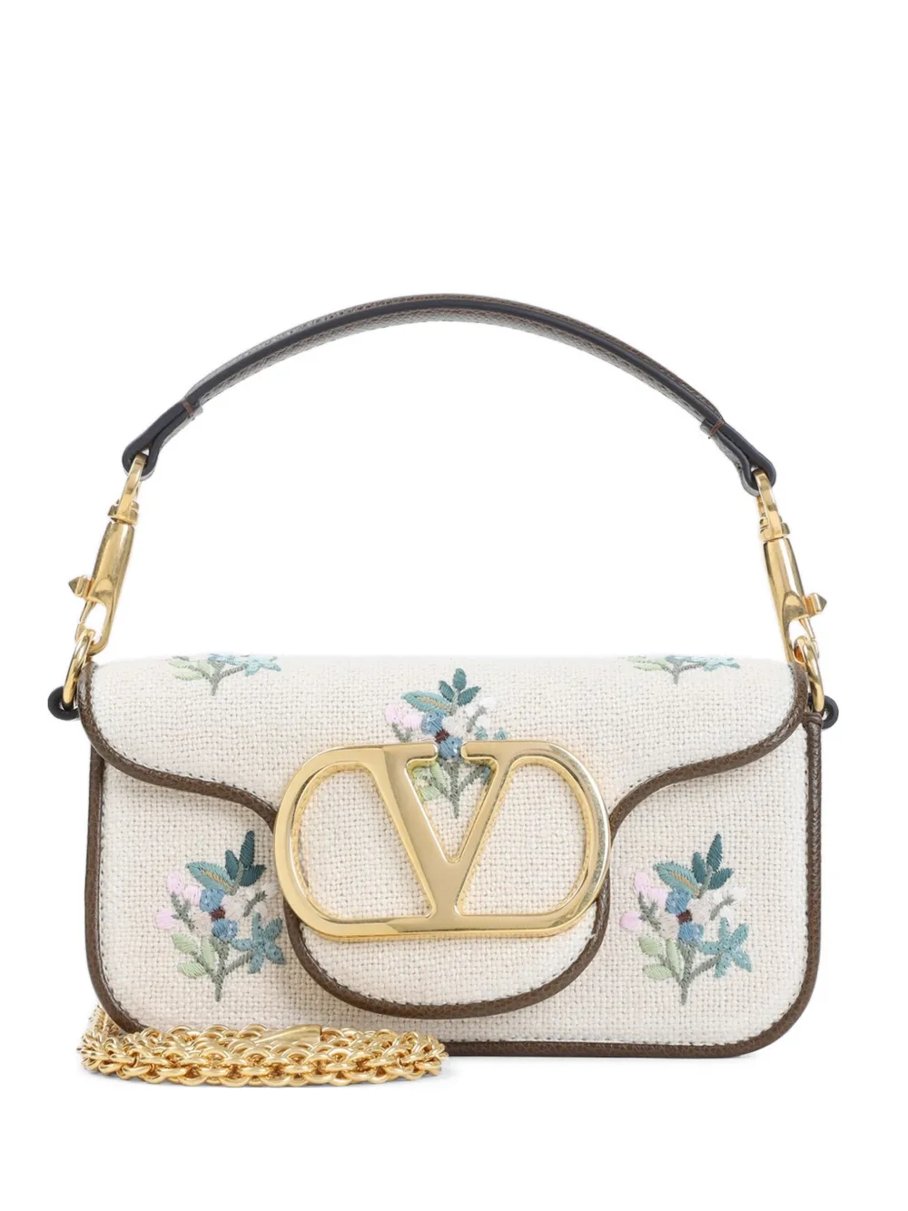 Valentino Garavani small floral-embroidered tote bag - Nude