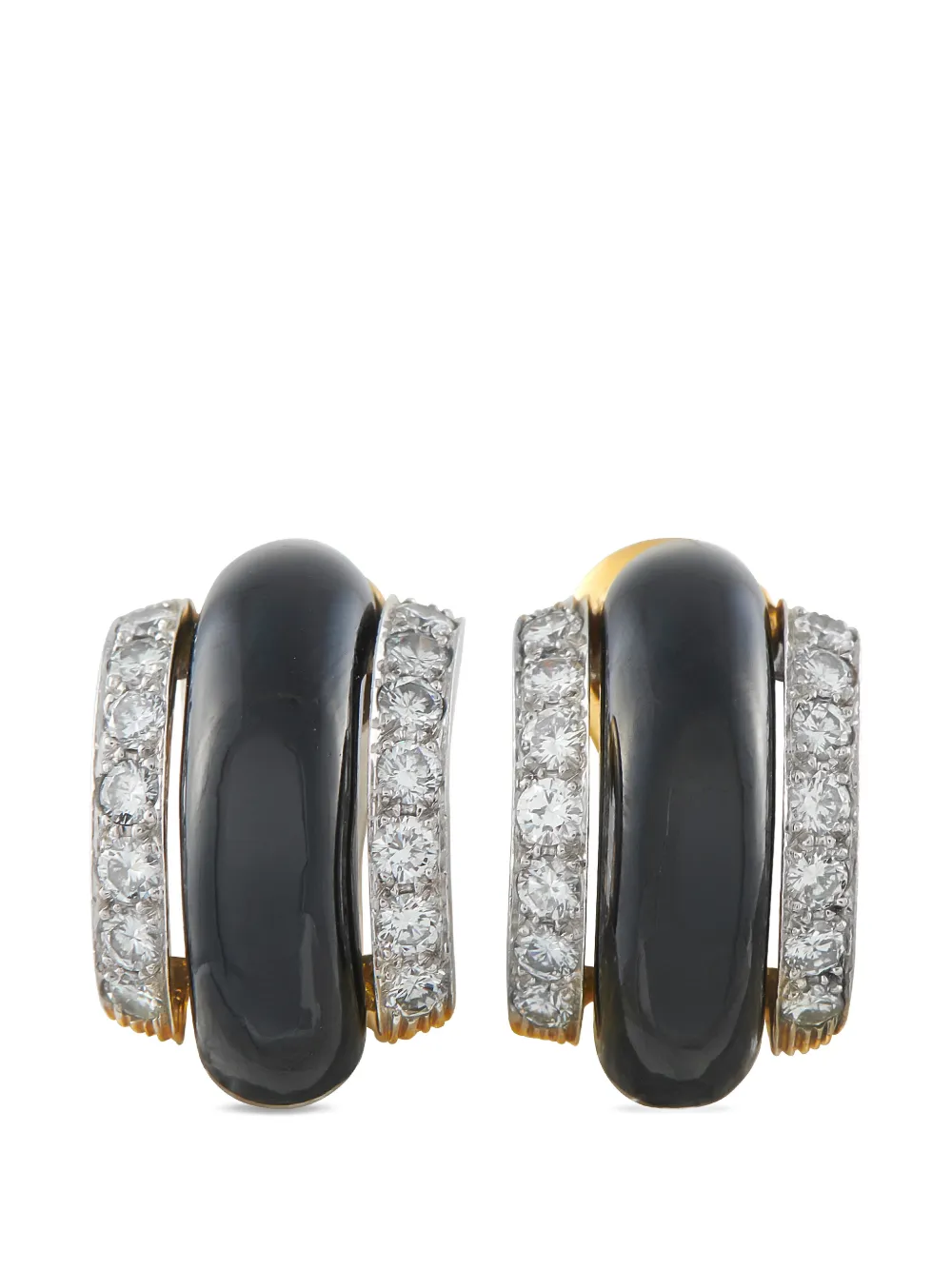 David Webb onyx and diamond clip-on earrings - Oro