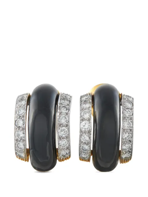 David Webb onyx and diamond clip-on earrings