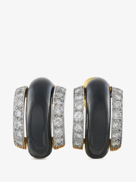 David Webb onyx and diamond clip-on earrings
