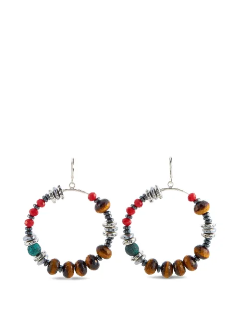 King Baby hematite beaded hoop earrings