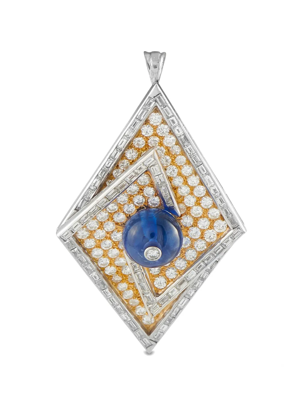 Bvlgari Pre-Owned sapphire and diamond pendant brooch - Argento