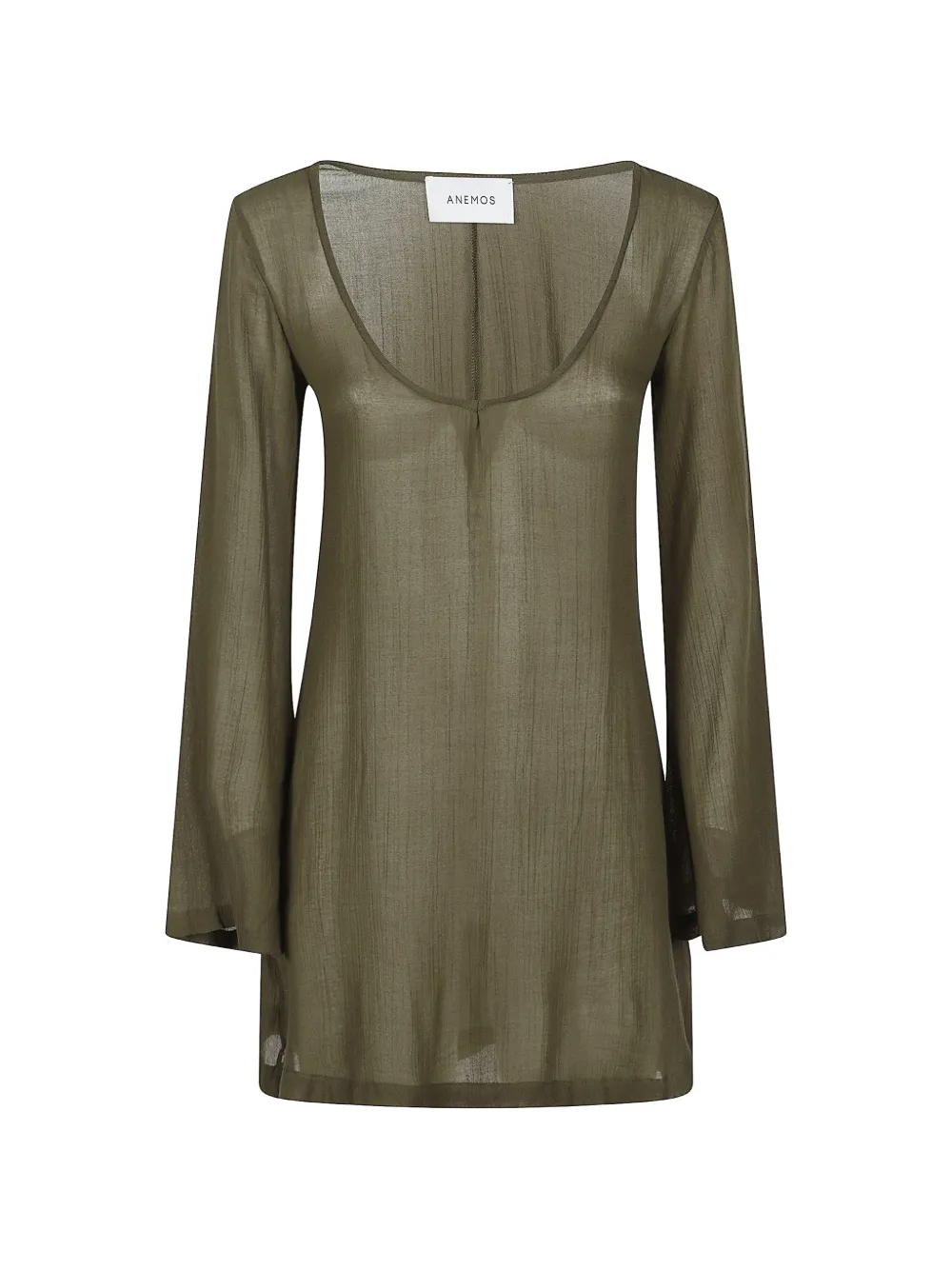Anemos scoop-neck long-sleeve mini dress - Verde