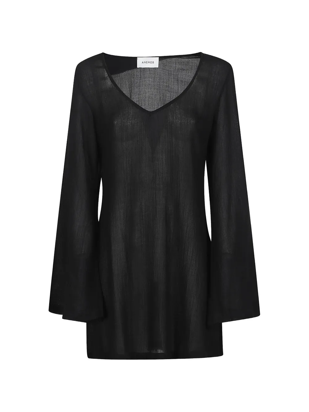 Anemos Bell-sleeve Tunic Mini Dress In Black