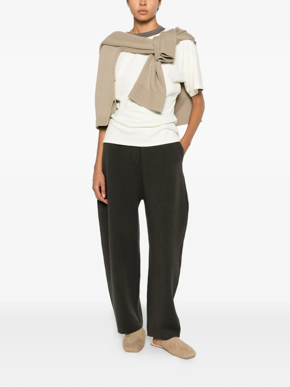Lisa Yang Wrenda Seam-detail Straight-leg Trousers in Green, view 2