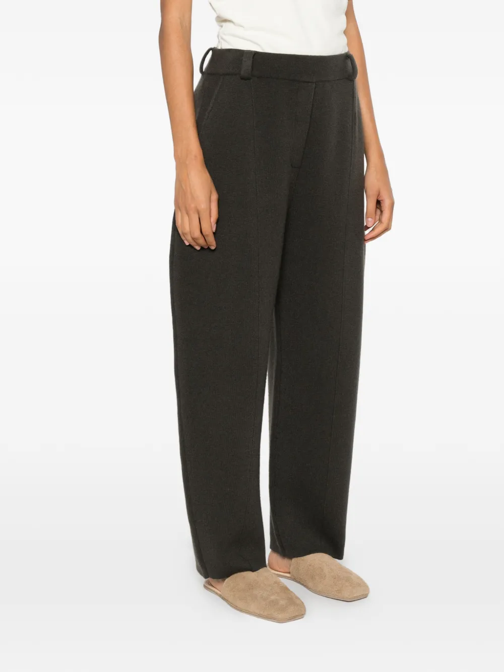Lisa Yang Wrenda Seam-detail Straight-leg Trousers in Green, view 3