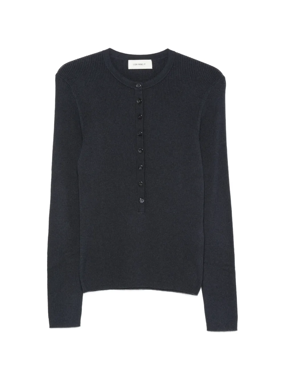 Lisa Yang Airi Pullover mit kurzer Knopfleiste - Blau