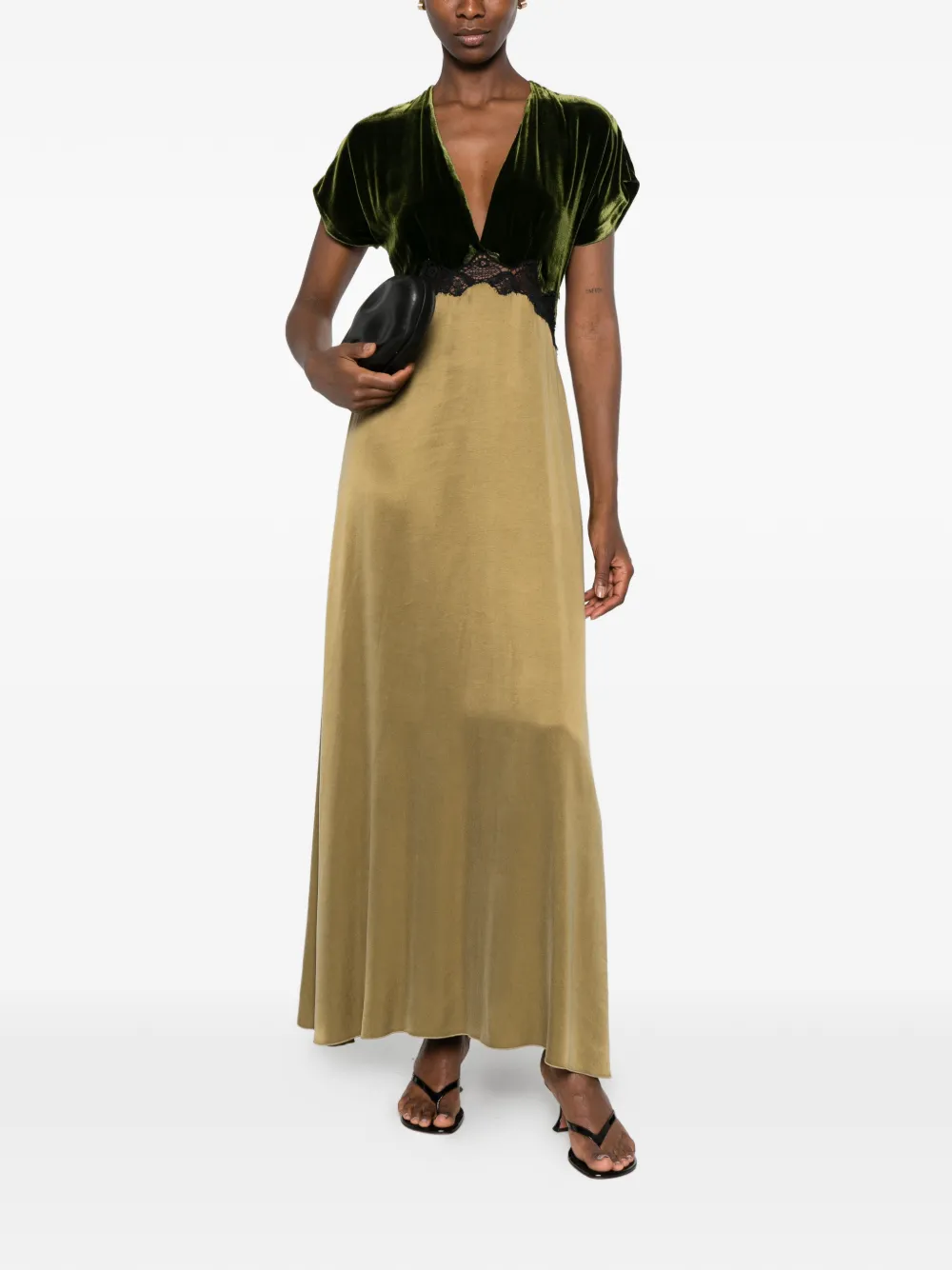 Forte Maxi-jurk met V-hals Groen