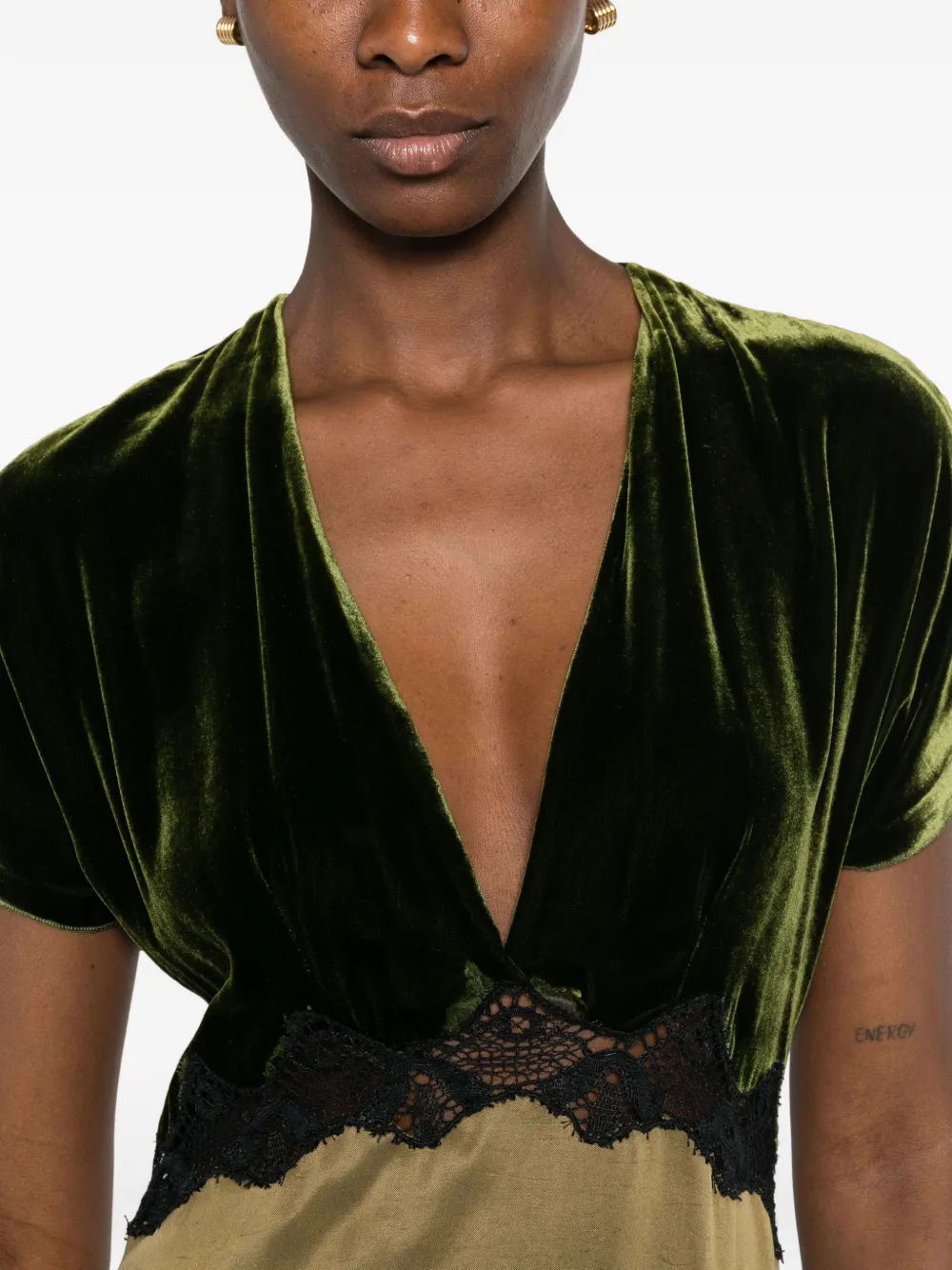 Forte Maxi-jurk met V-hals Groen