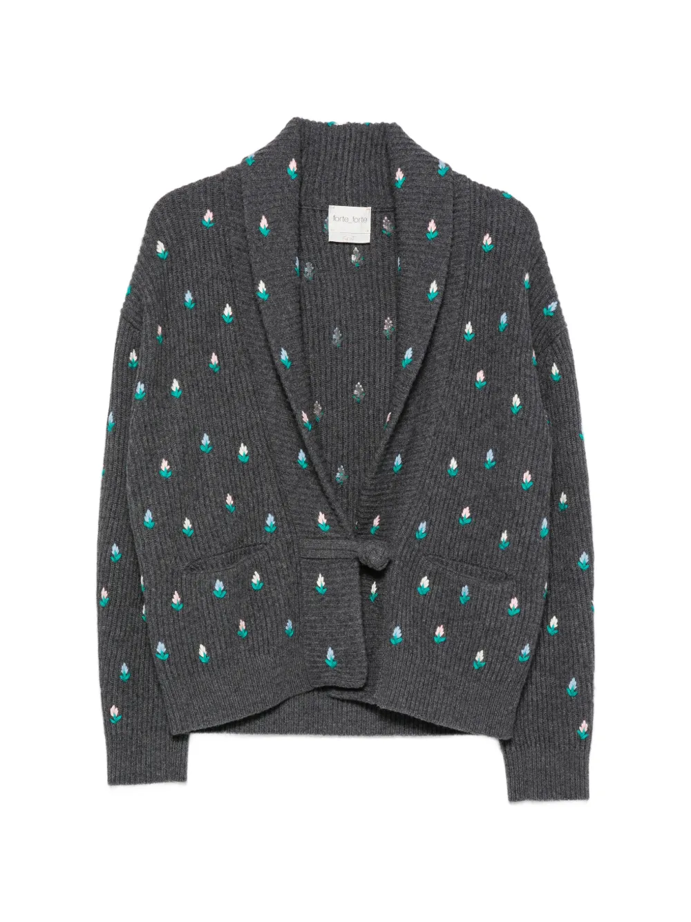 Forte Forte Floral-embroidered Cardigan In Grey