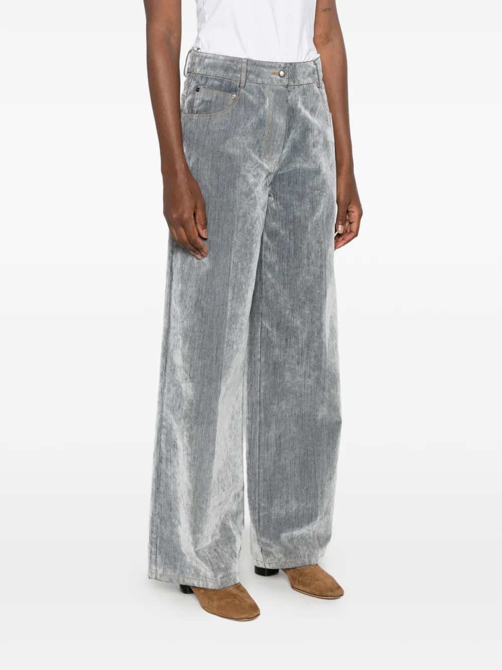 Forte Broek met fluwelen afwerking Grijs