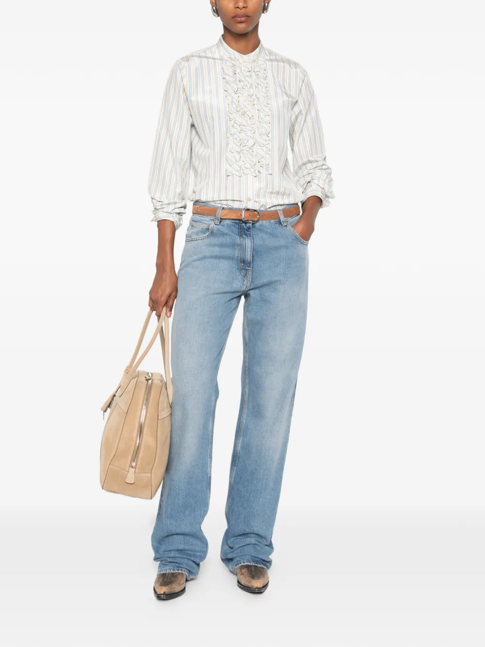 Forte blouse met ruches Beige