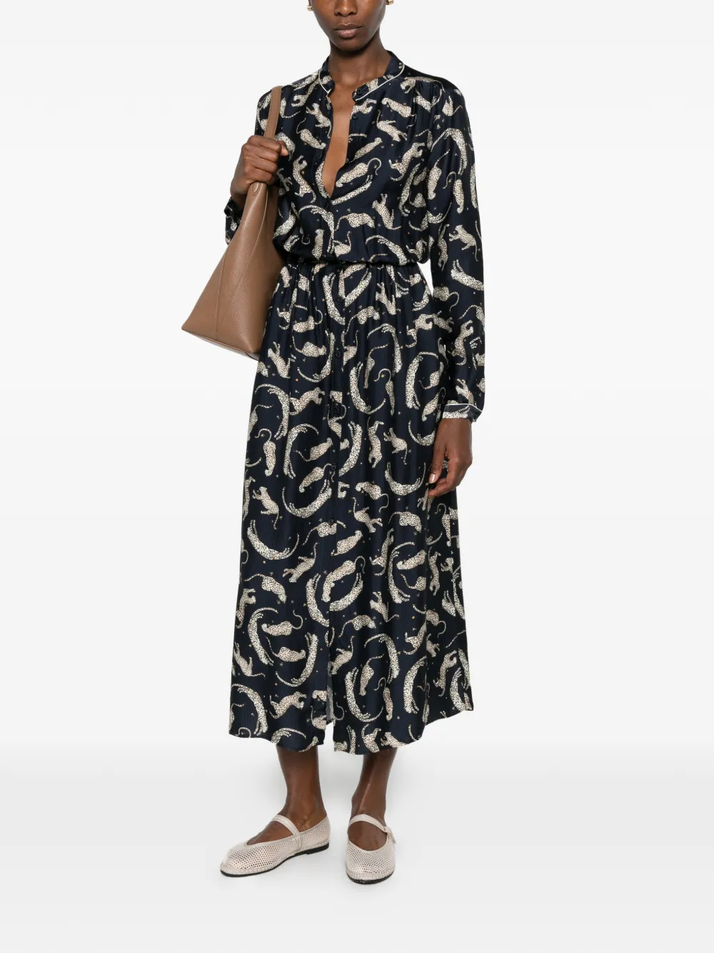 Forte Midi-jurk met luipaardprint Blauw
