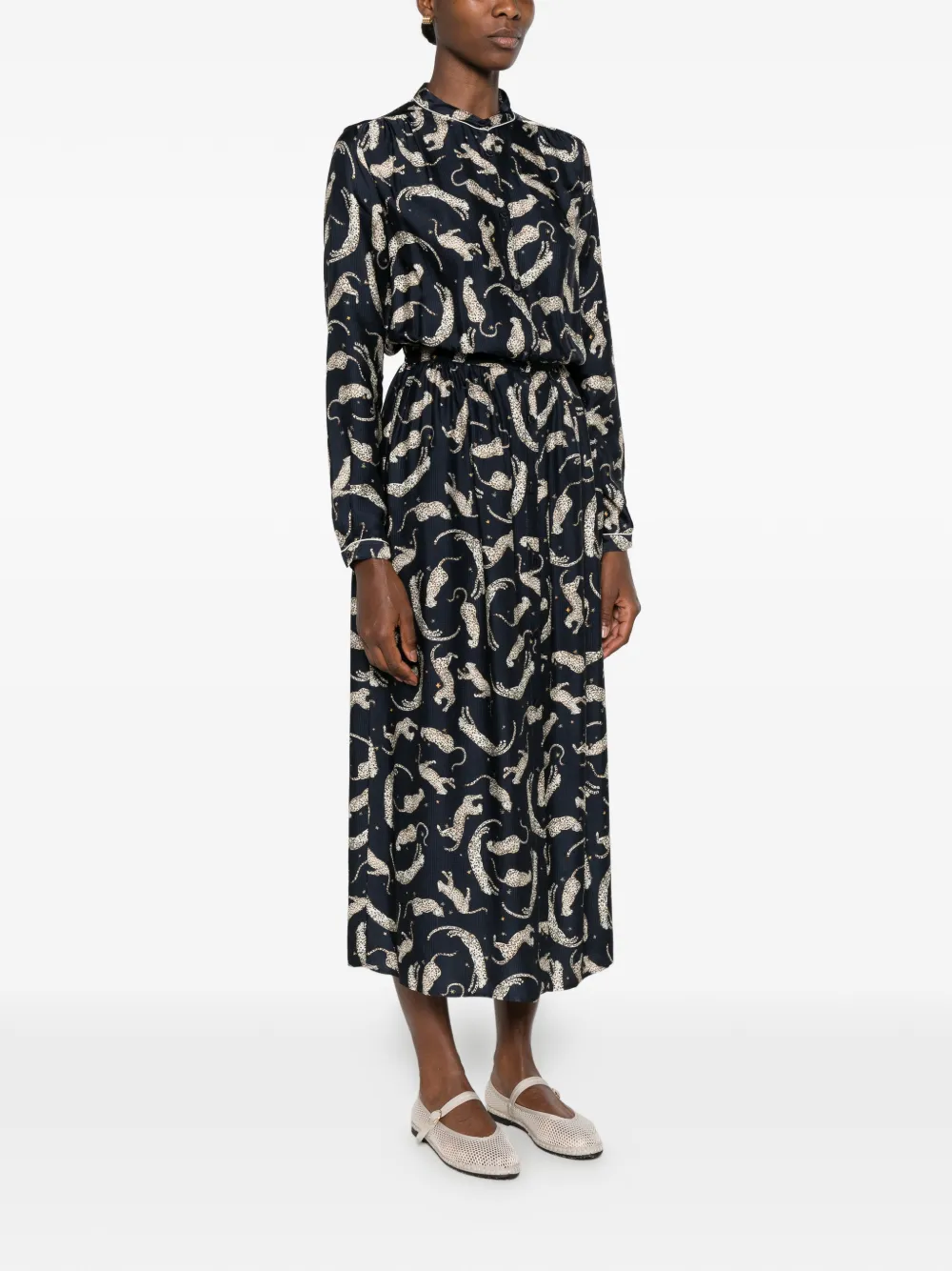 Forte Midi-jurk met luipaardprint Blauw