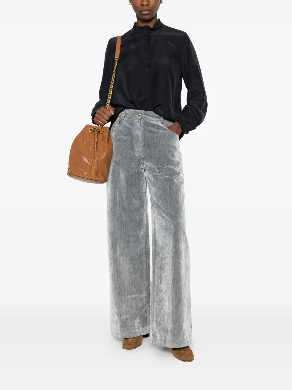 Forte Shirt met ruches afwerking Blauw