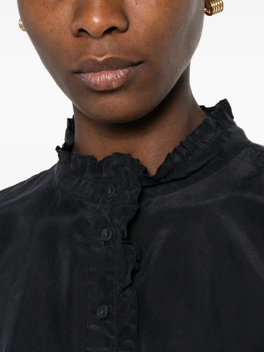 Forte Shirt met ruches afwerking Blauw