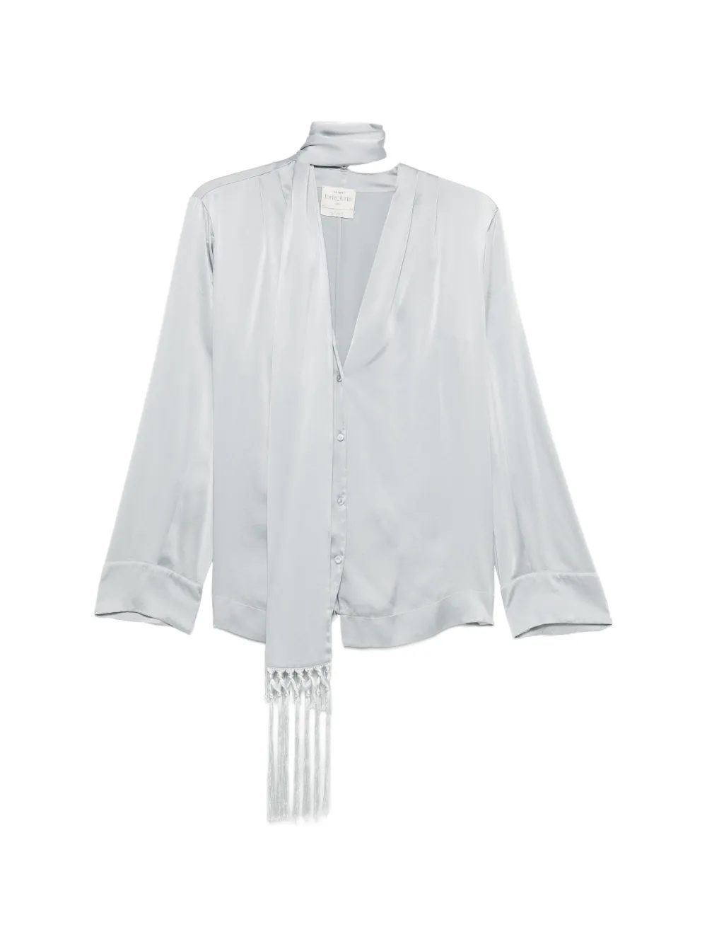 Forte Forte fringe-trim tie-neck shirt