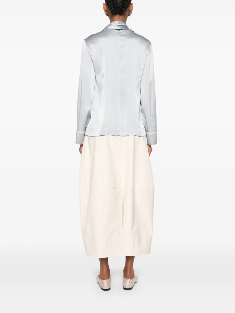 Forte Blouse met franje en gestrikte hals Grijs