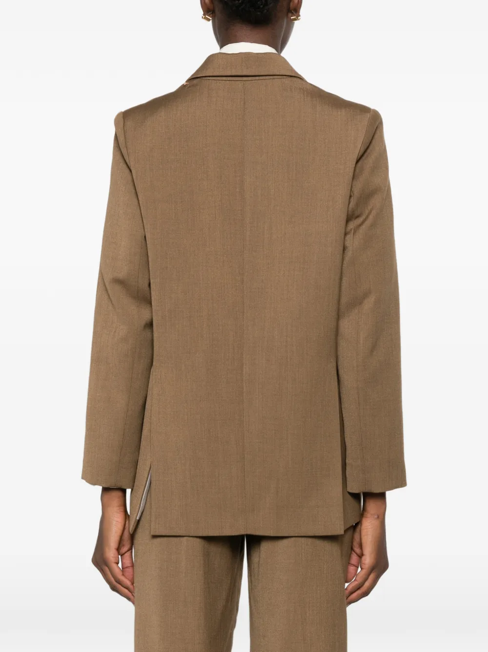 Forte Blazer met dubbele rij knopen en kralen Bruin