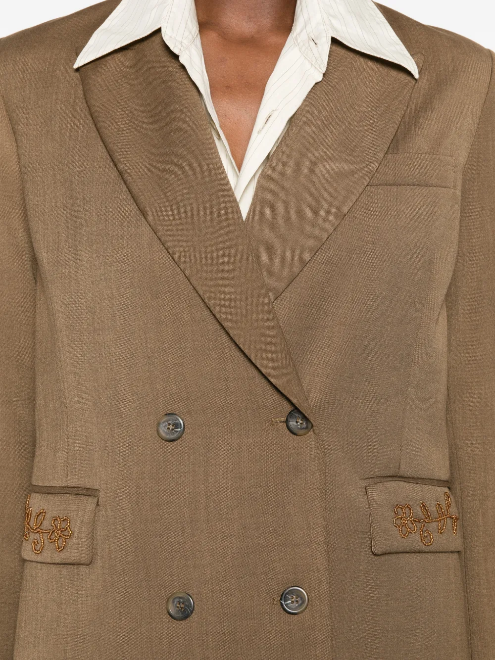 Forte Blazer met dubbele rij knopen en kralen Bruin