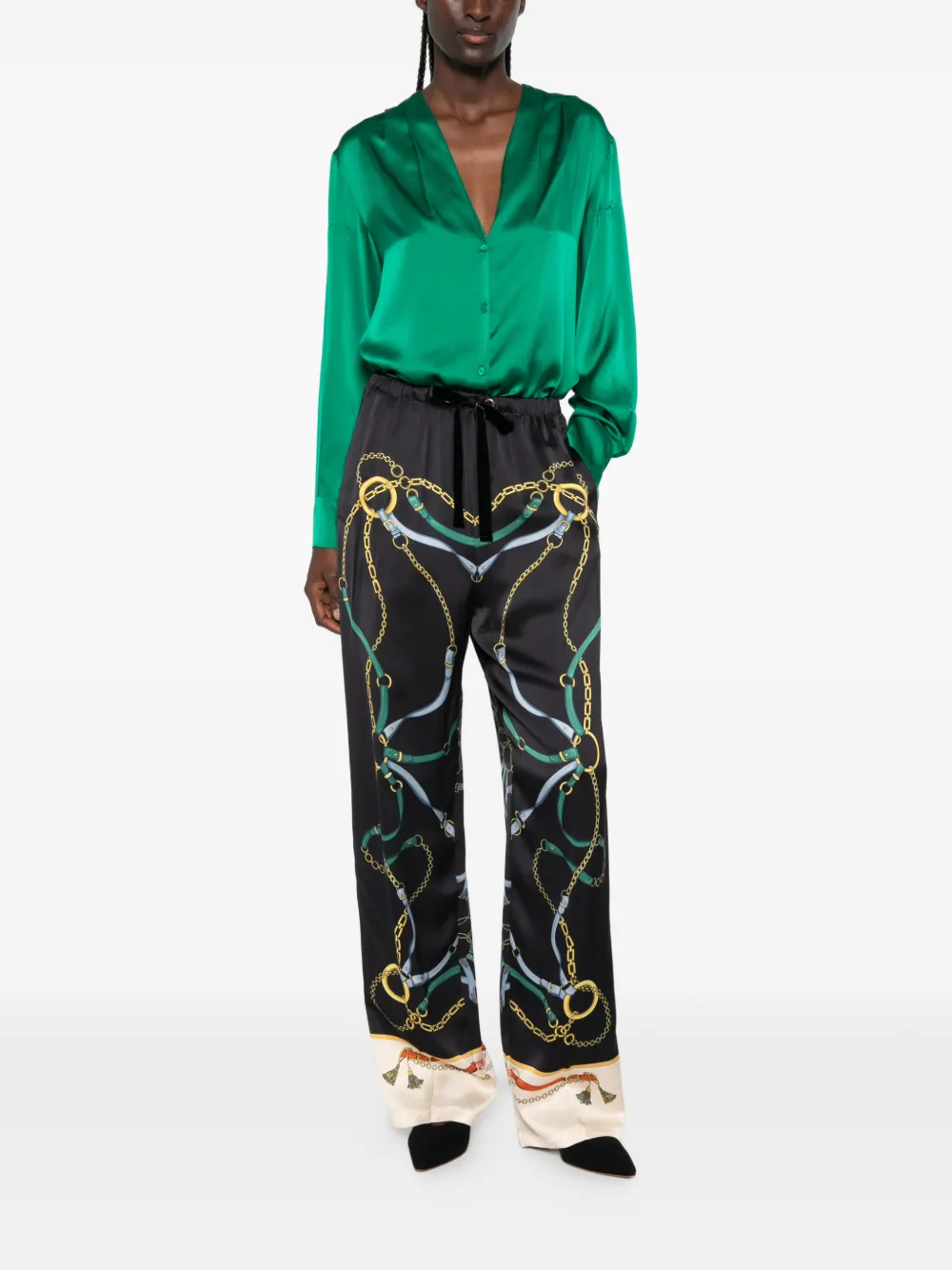 Forte Broek met kettingprint Zwart