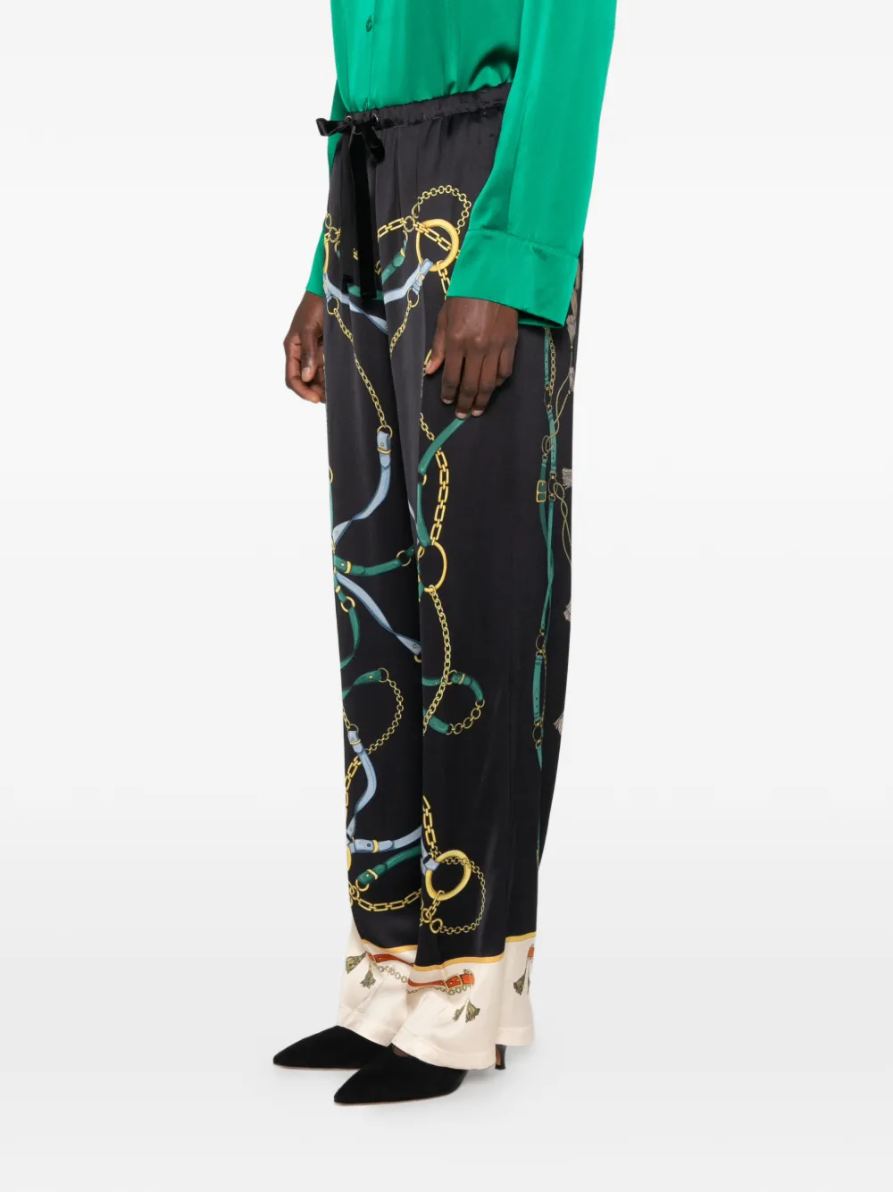 Forte Broek met kettingprint Zwart