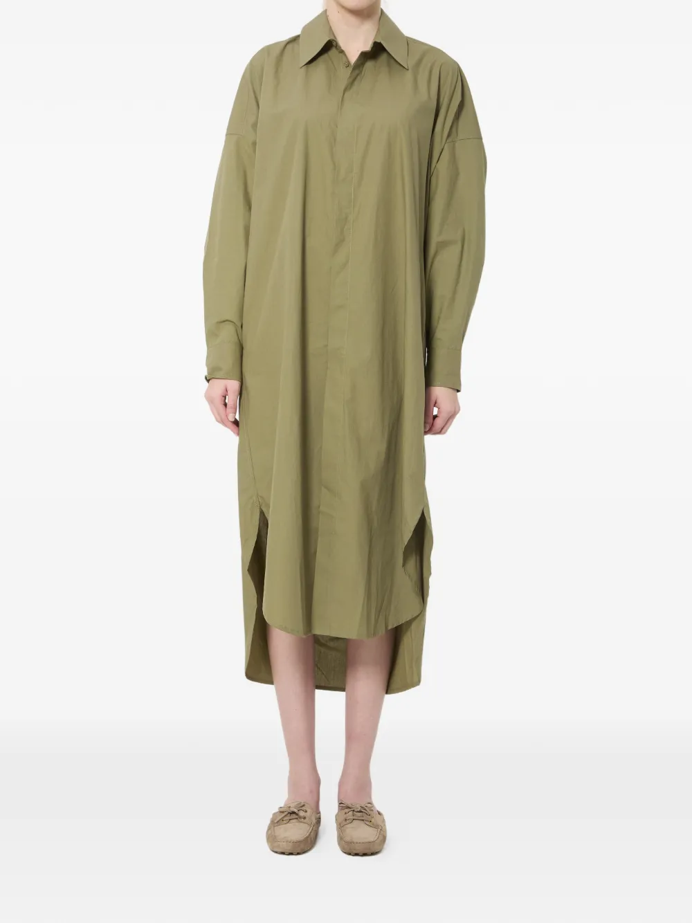 The Frankie Shop Bloom organic cotton shirt midi dress - Verde