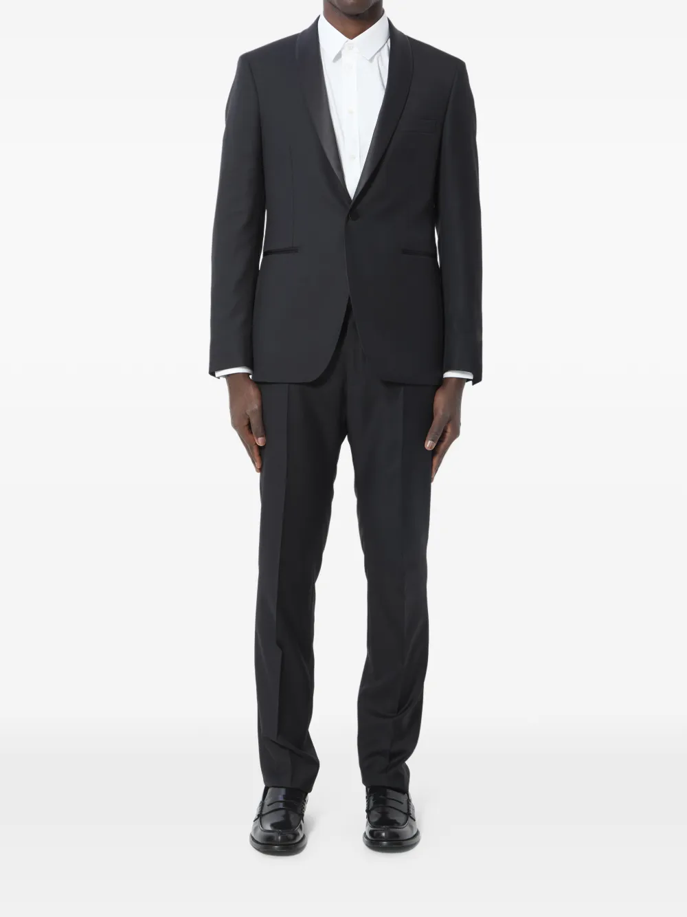 Tagliatore Super 110s satin-lapel wool suit - Nero