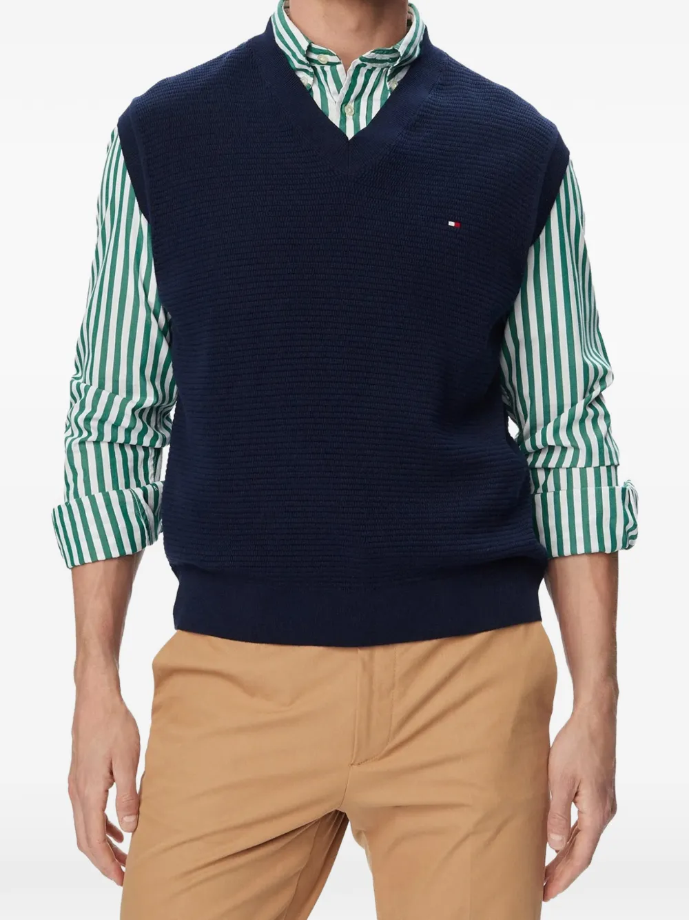 Tommy Hilfiger textured-knit V-neck sweater vest - Blau