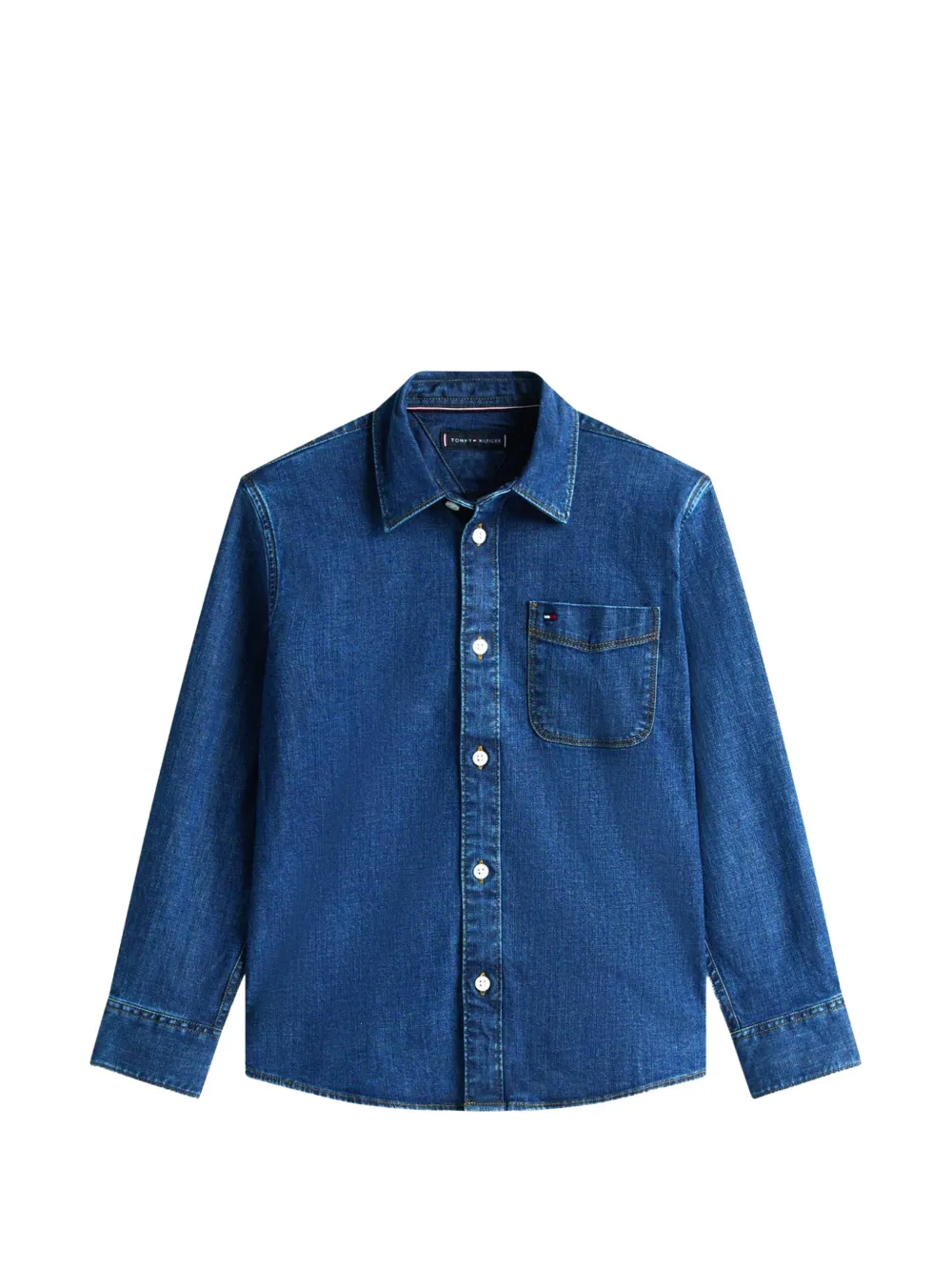 Tommy Hilfiger Junior logo-patch denim shirt - Blu