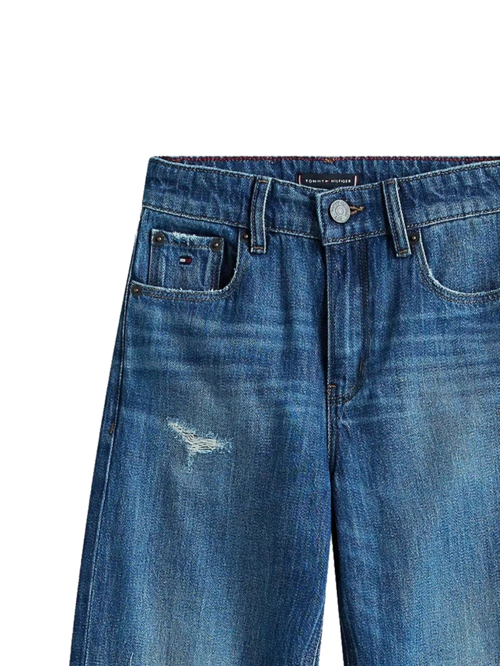 Tommy Hilfiger Junior Gerafelde ruimvallende jeans Blauw