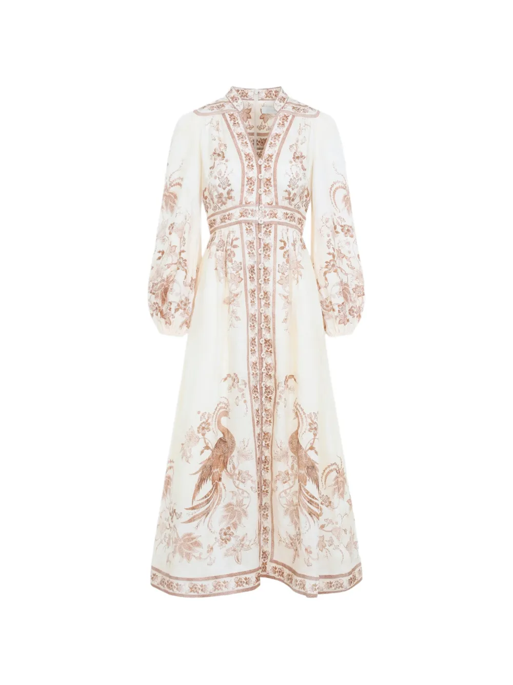 ZIMMERMANN Indra floral-print midi dress - Toni neutri
