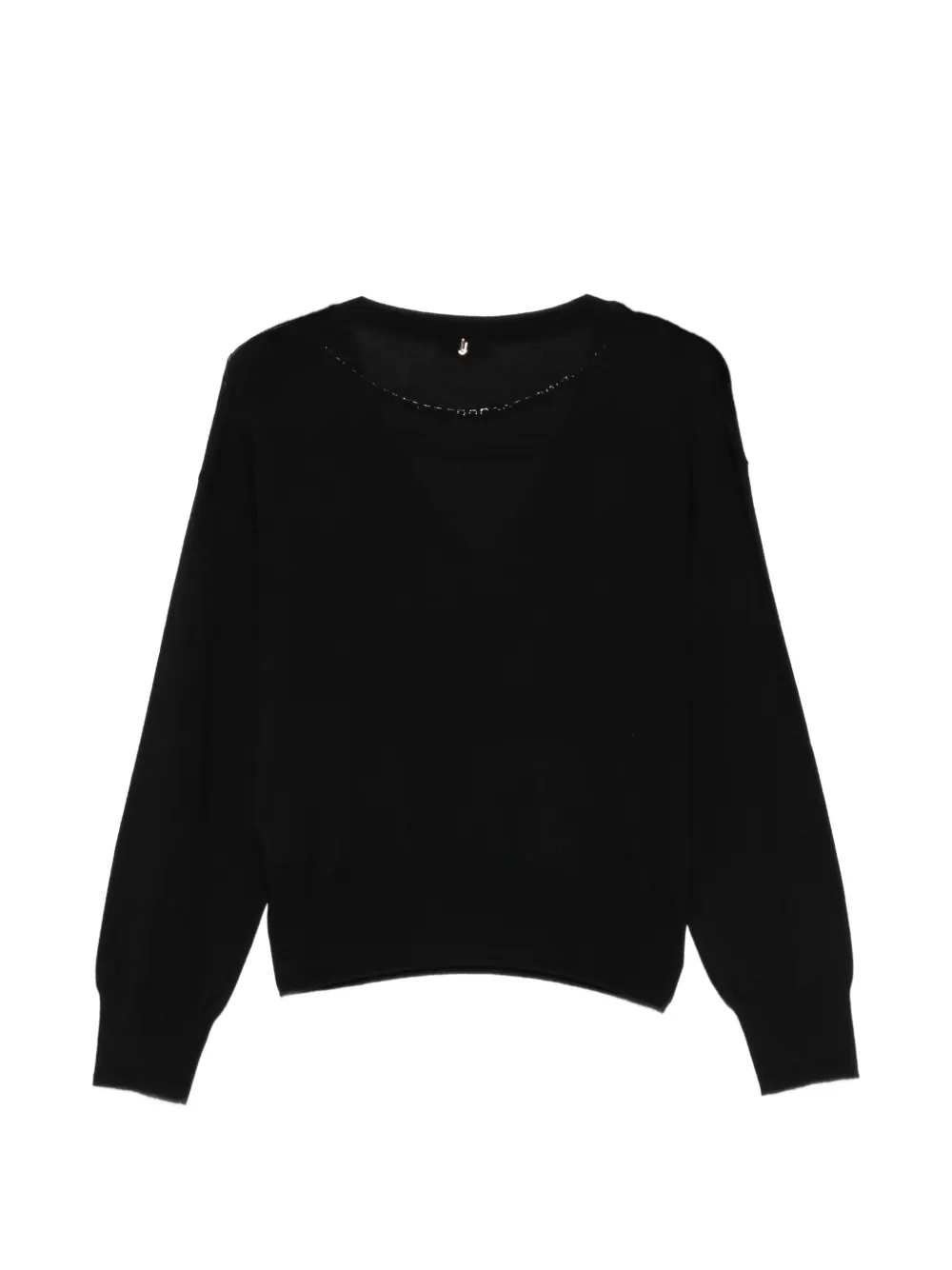 LIU JO crystal-embellished V-neck sweater Zwart