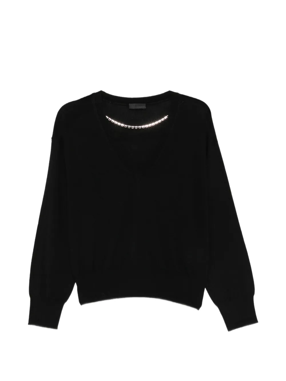 LIU JO crystal-embellished V-neck sweater - Nero