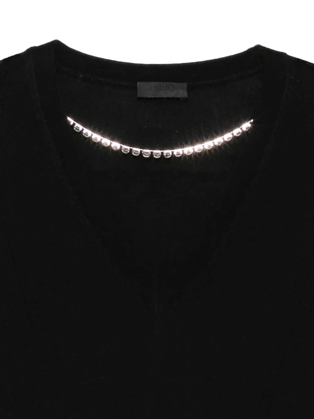 LIU JO crystal-embellished V-neck sweater Zwart