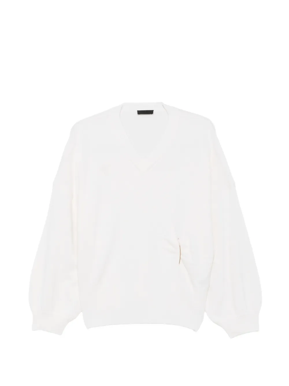 Liu Jo V-neck brooch-detail sweater in White