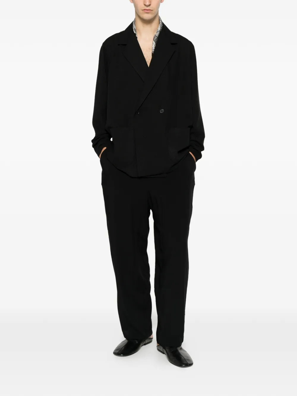  Marsem Blazer Con Solapas De Muesca - Negro 