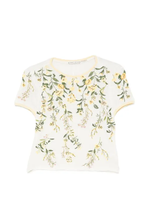 alice + olivia Cindy floral-embroidered T-shirt