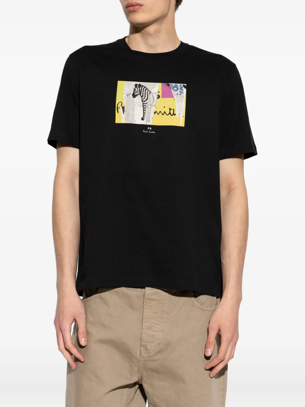 PS Paul Smith T-shirt met zebraprint Zwart