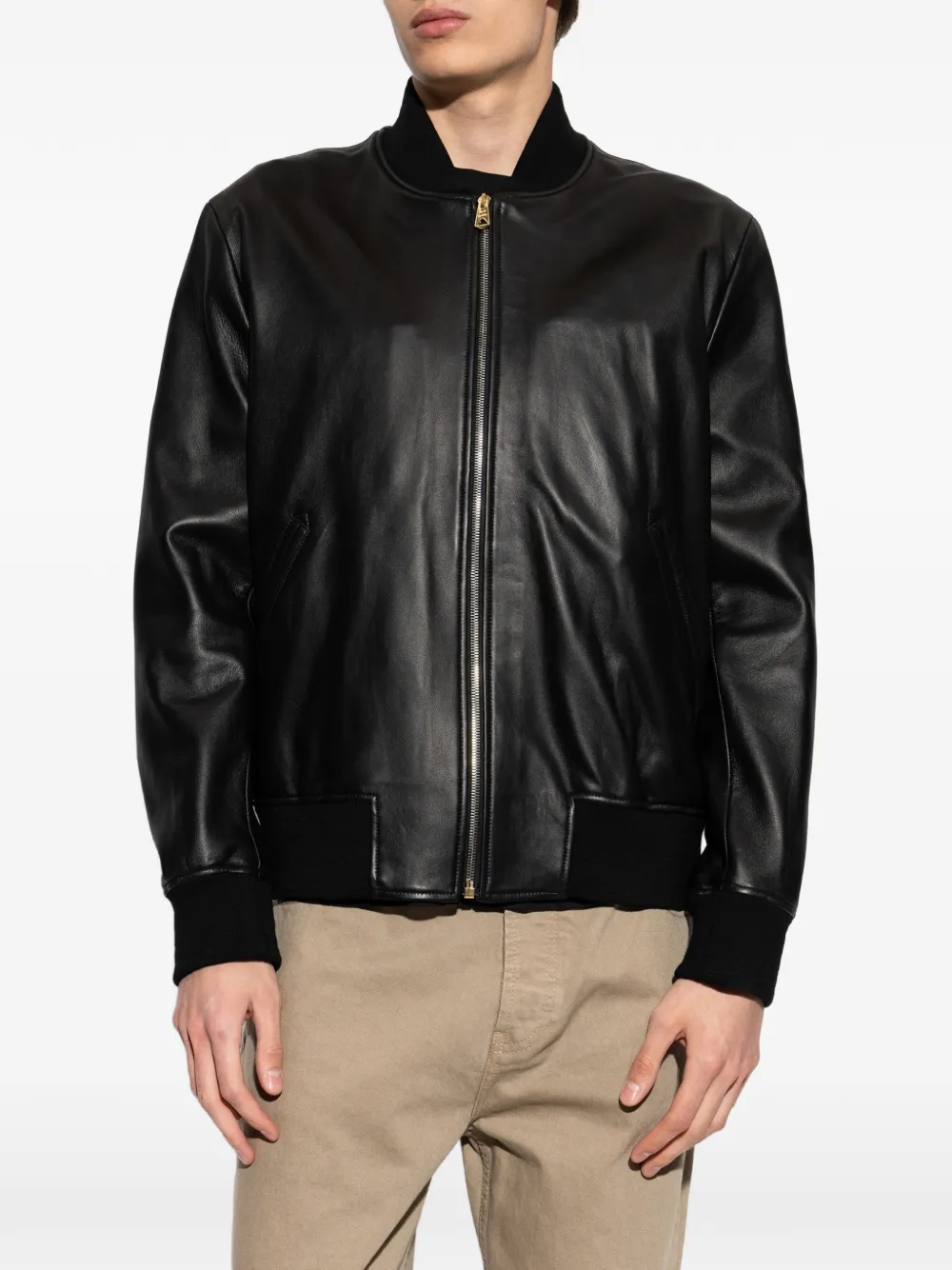 Paul Smith Leren bomberjack Zwart
