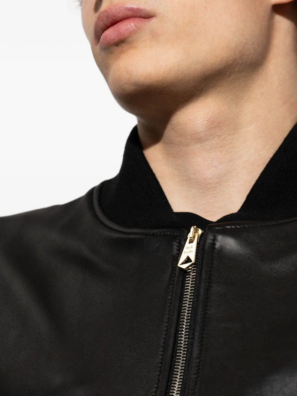 Paul Smith Leren bomberjack Zwart