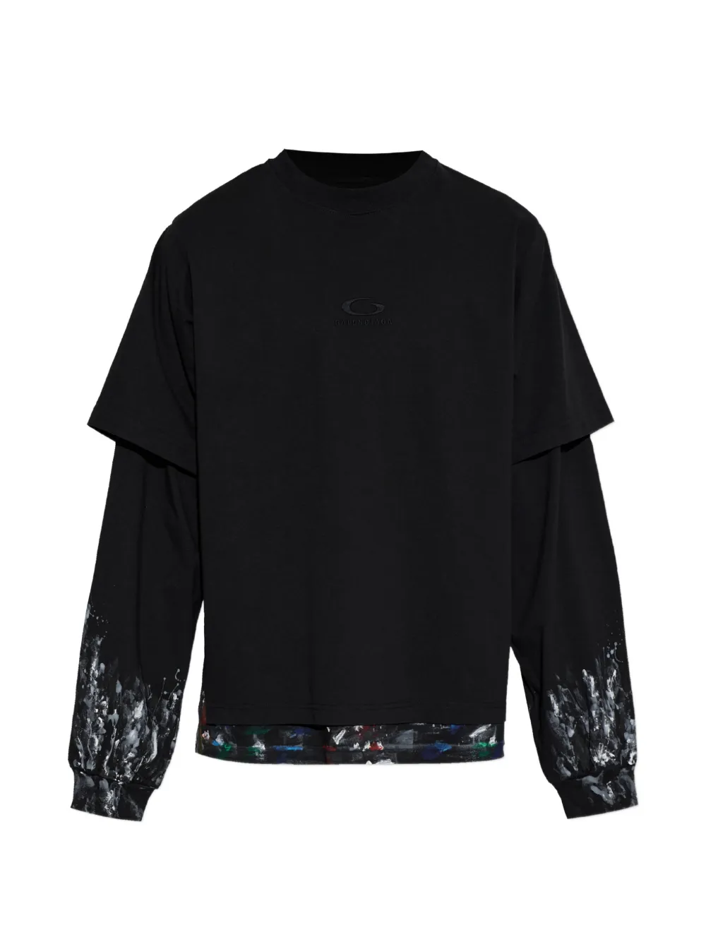 Balenciaga layered paint-splatter long-sleeve T-shirt - Nero