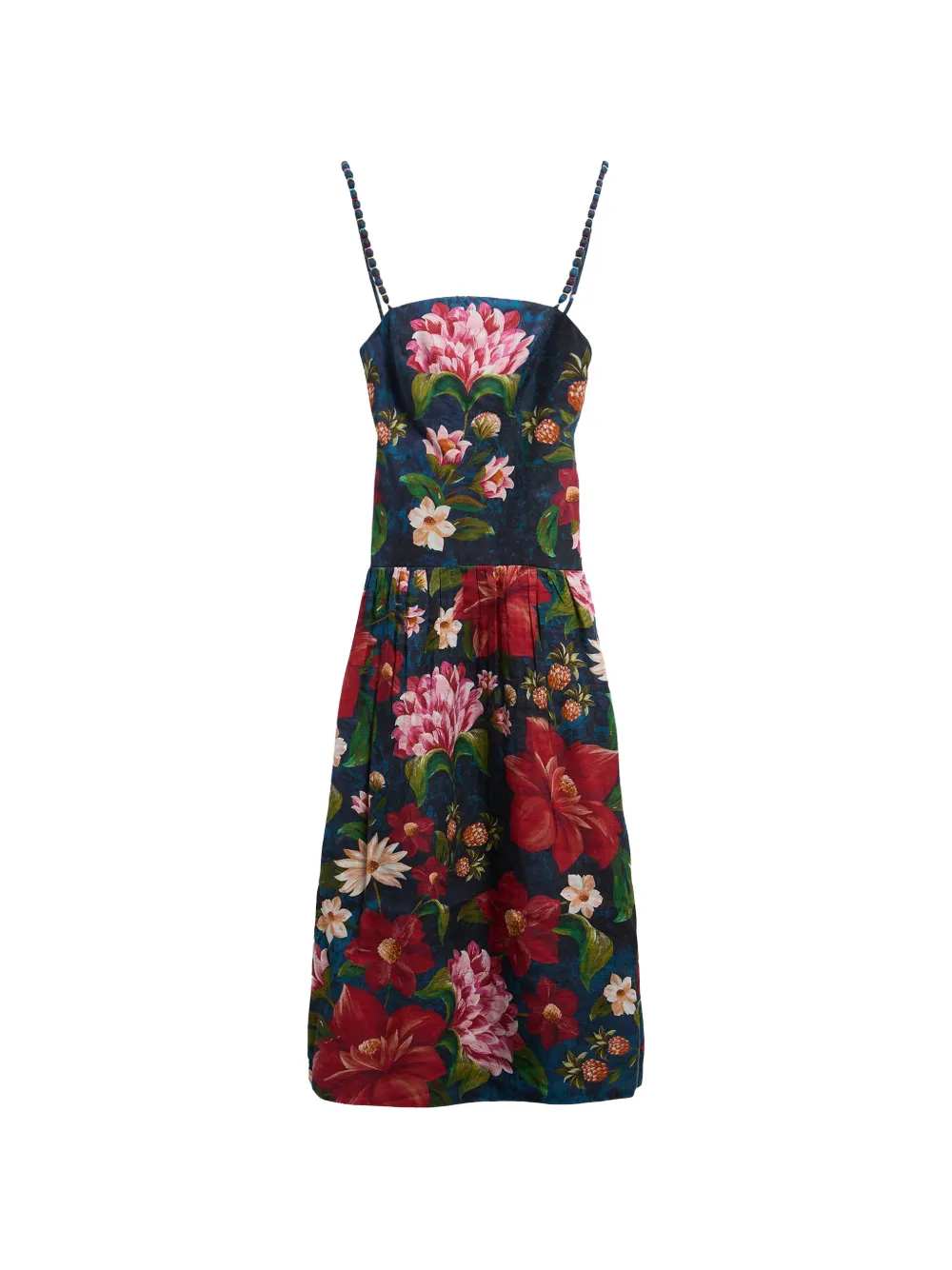 Barbour x Farm Rio midi Wild Flower floral-print beaded-strap dress - Blu
