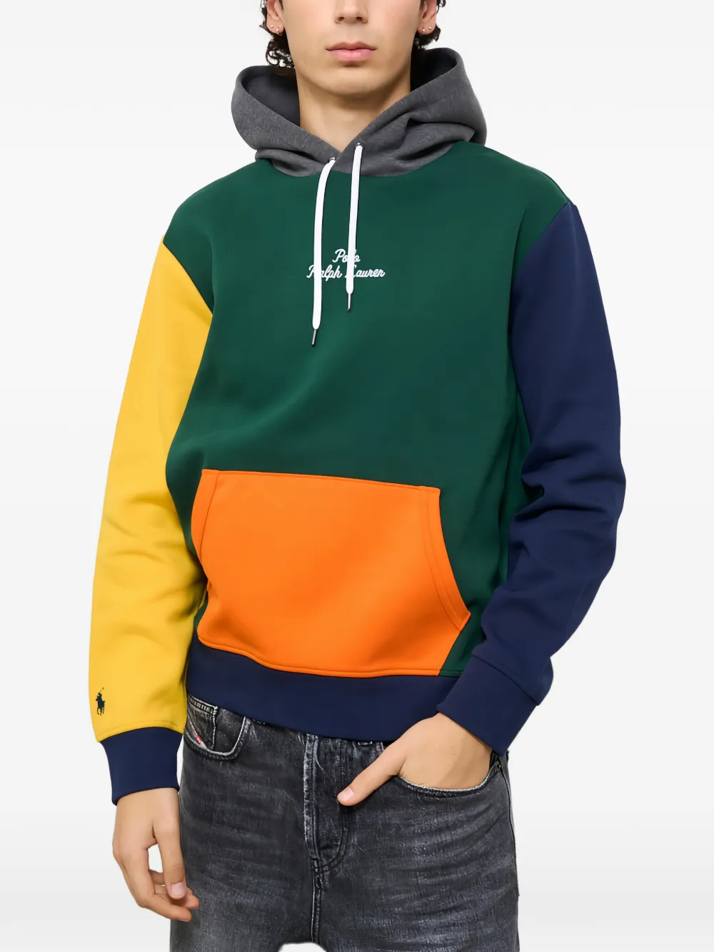 Polo Ralph Lauren colour-block logo-embroidered hoodie - Verde