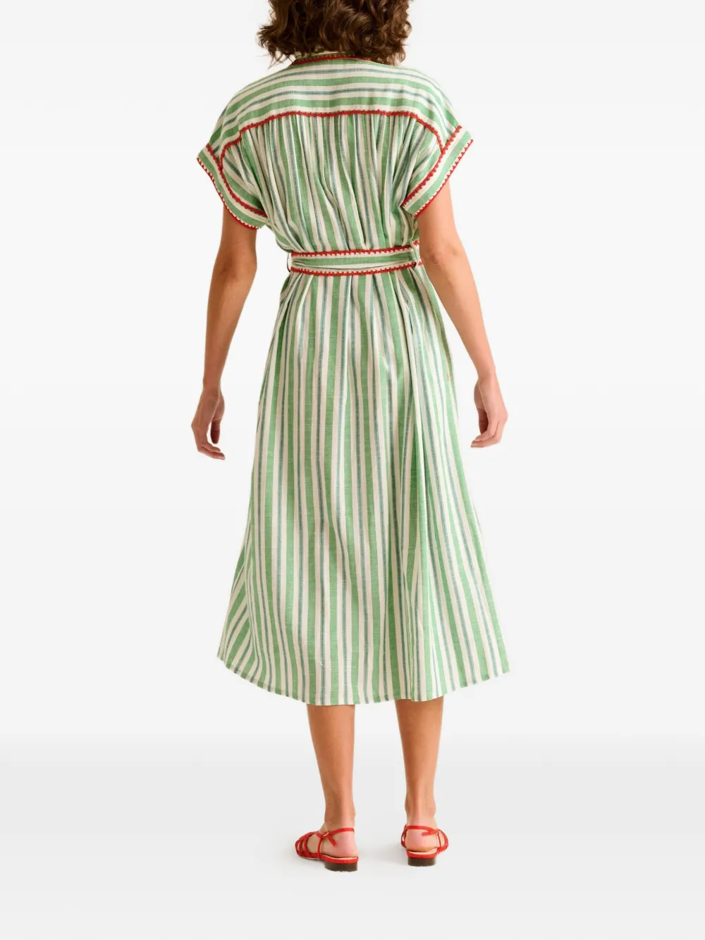 Carolina K Valerie gestreepte midi-jurk Groen