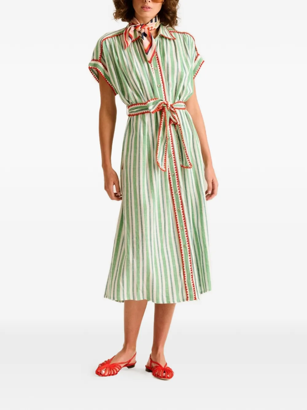 Carolina K Valerie stripe-pattern midi dress - Grün