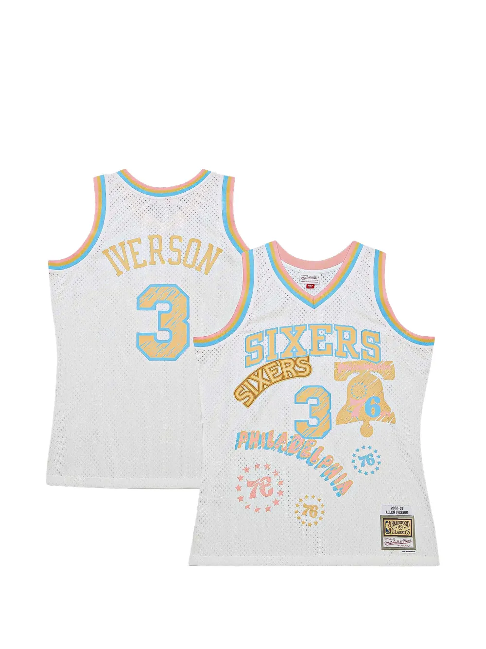 Mitchell & Ness Philadelphia 76ers 2002 Allen Iverson Sidewalk Sketch Swingman top Wit