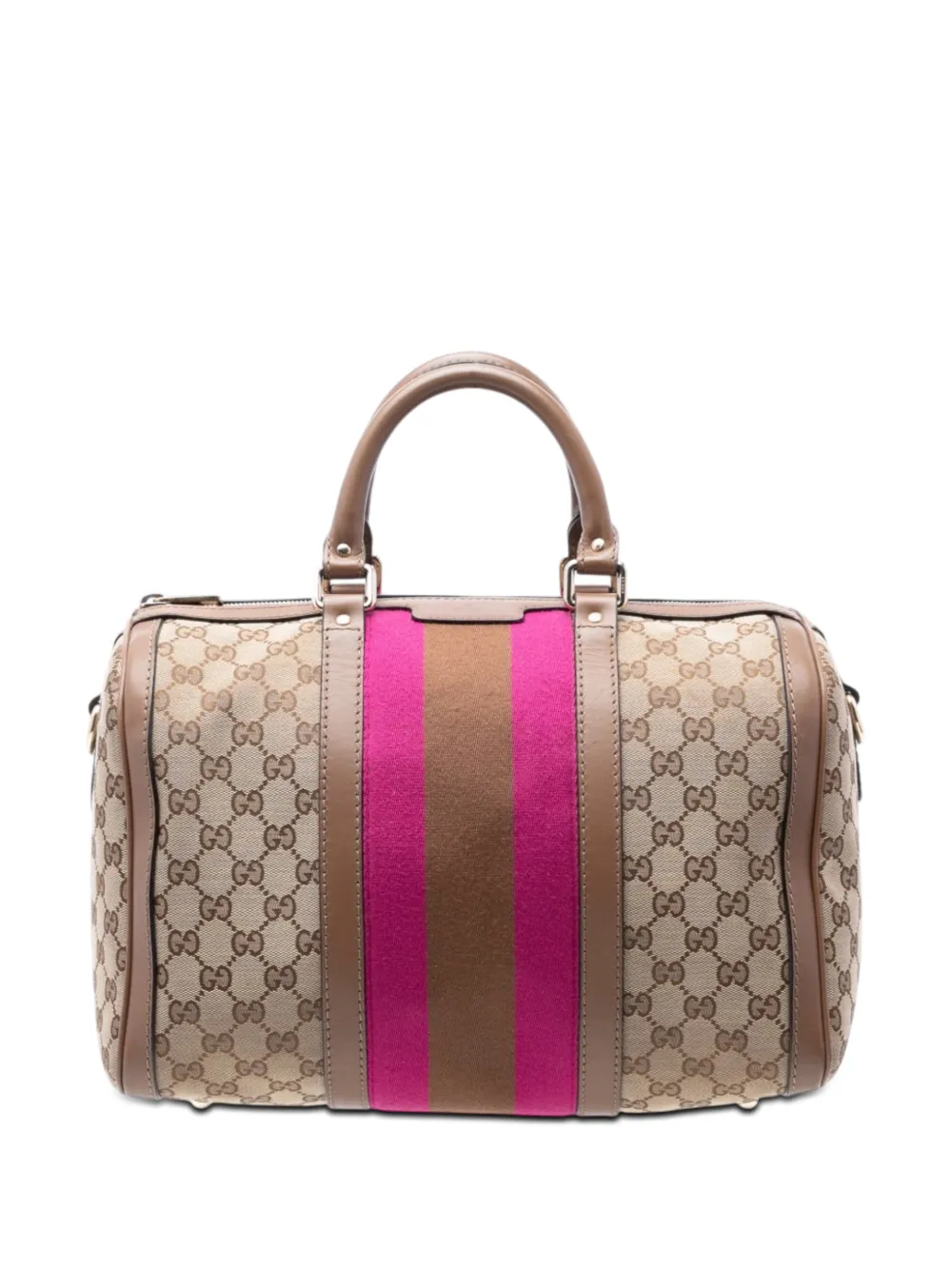 Gucci Pre-Owned 2016-2026 Medium GG Canvas Web Joy Boston Bag satchel - Braun