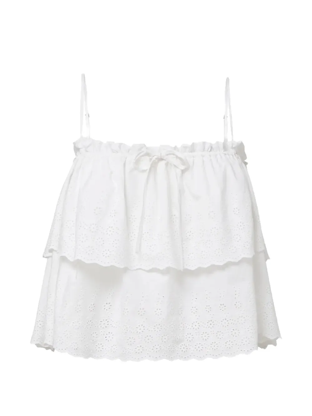 Veronica Beard broderie anglaise tiered top - Weiß