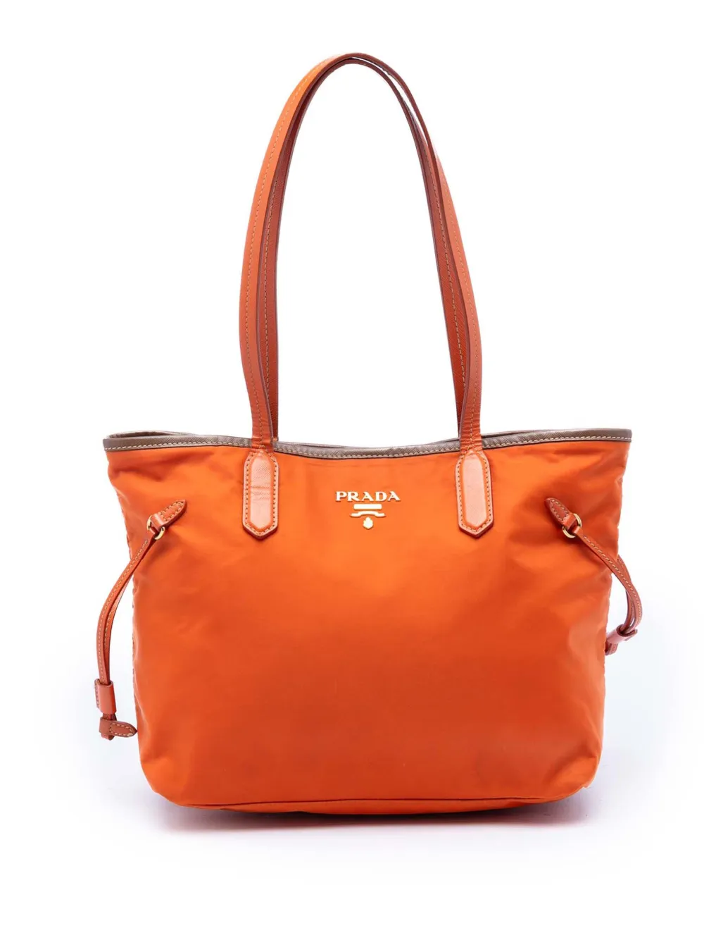 Prada Pre-Owned 2013-2026 Saffiano Trimmed Tessuto Open tote bag - Arancione